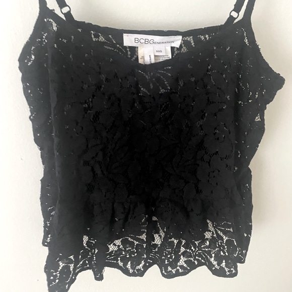 BCBG GENERATION - BLACK LACE CROP TANK TOP - Picture 1 of 2